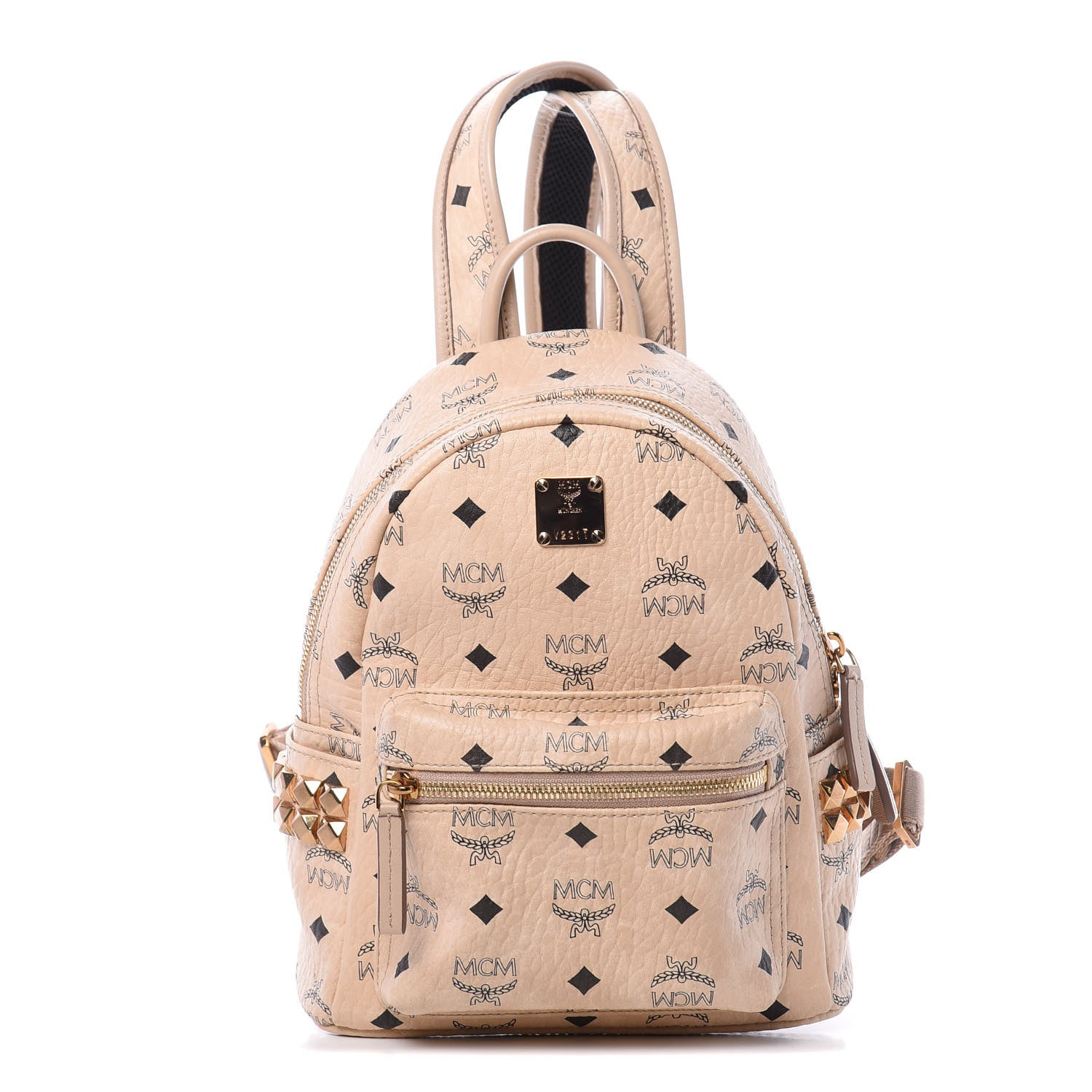 MCM Visetos Side Stud Mini Stark Backpack Beige 1 of 9