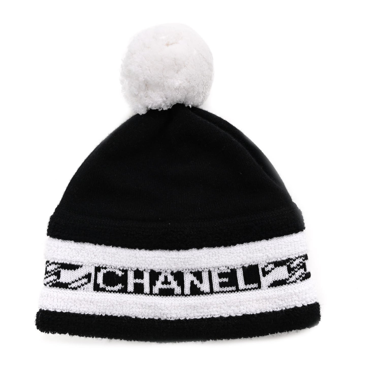 Cashmere CC Beanie Hat Ecru Black