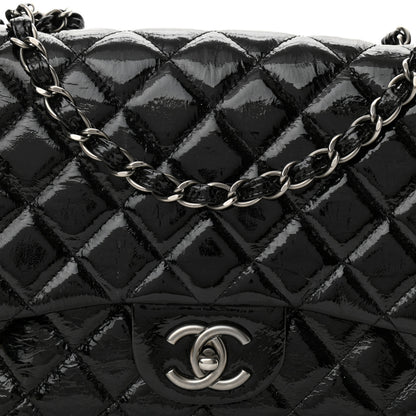 Chanel Crinkled Patent Quilted Jumbo Single Flap Black 8 of 10