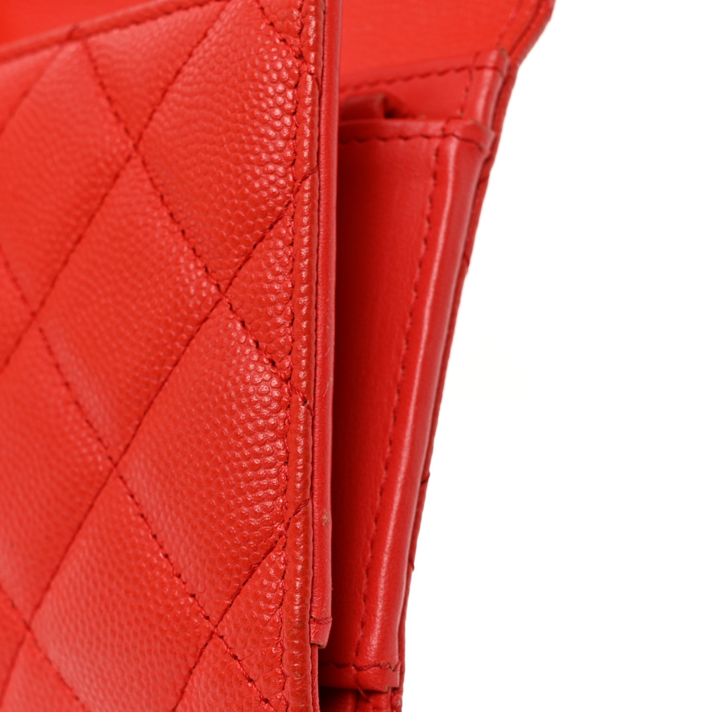 Caviar Quilted Medium Flap Wallet Red