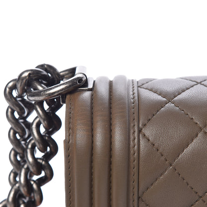 Chanel Lambskin Quilted Medium Boy Flap Khaki 15 of 15