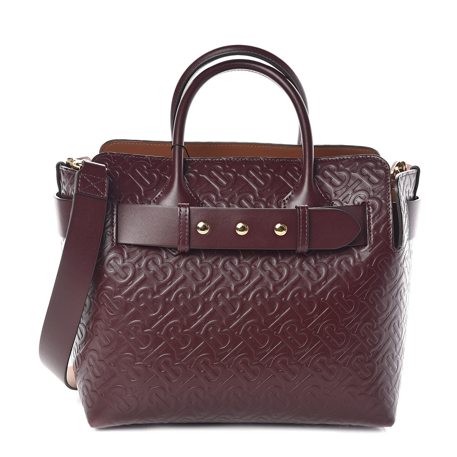 Burberry Calfskin Embossed Monogram Small Belt Bag Oxblood 1 of 10