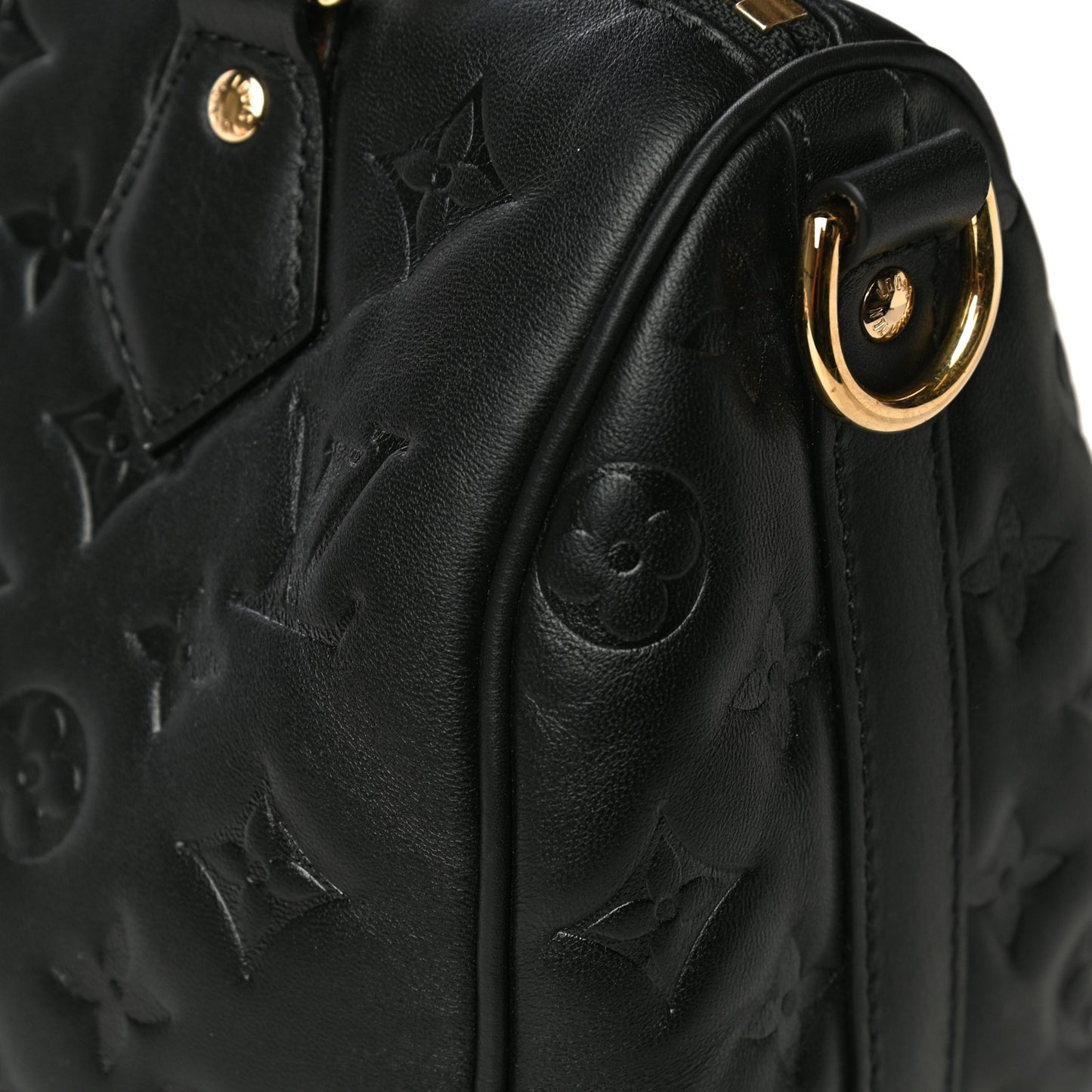 Lambskin Embossed Monogram Speedy 22 Bandouliere Black
