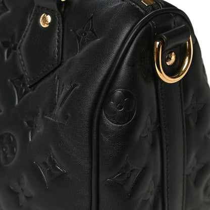Louis Vuitton Lambskin Embossed Monogram Speedy 22 Bandouliere Black 13 of 17