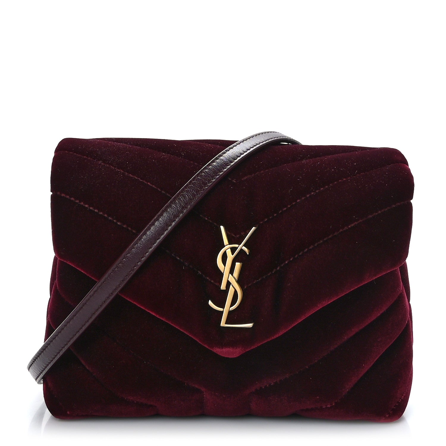 Saint Laurent Velvet Y Quilted Monogram Toy Loulou Crossbody Bag French Burgundy 1 of 9