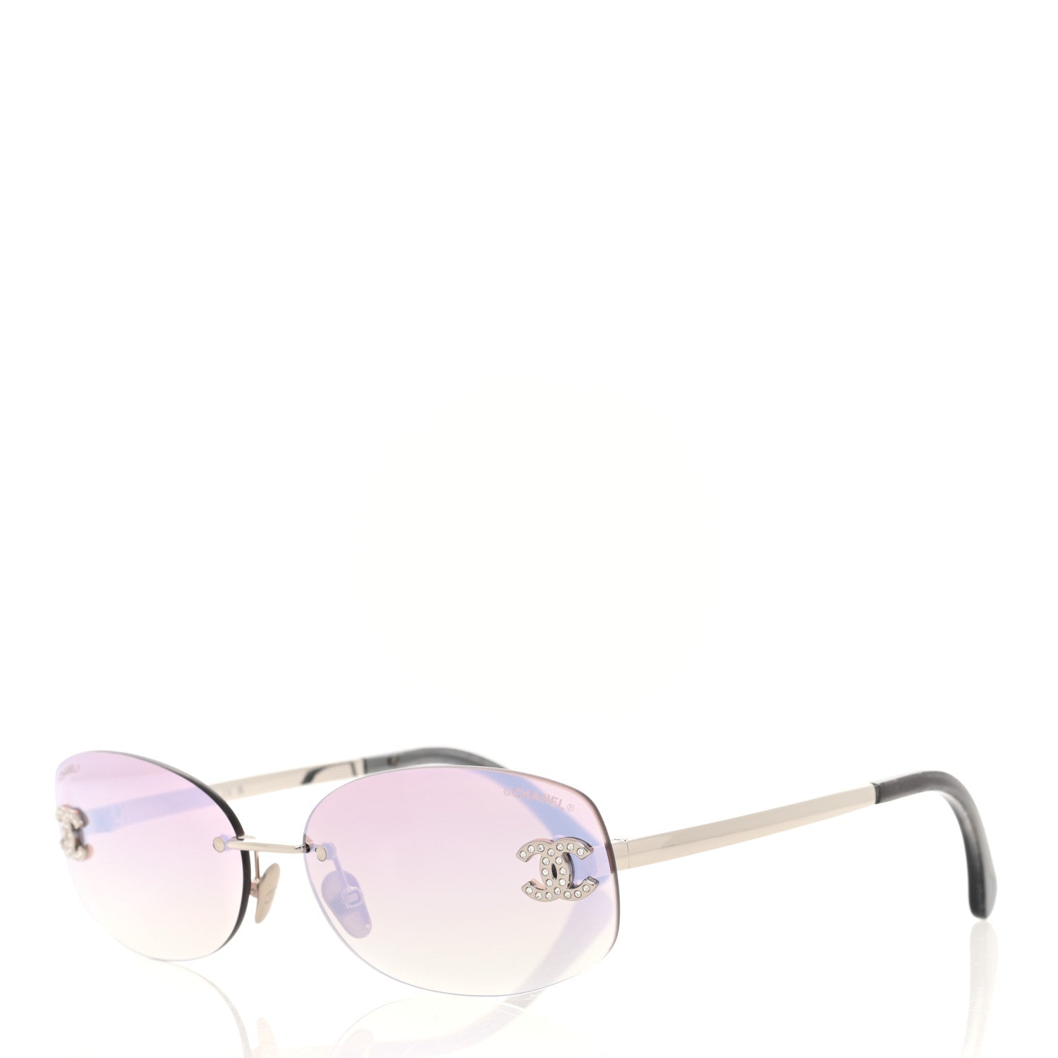 Chanel Metal Mirrored Crystal CC Oval Sunglasses 71559 Pink 1 of 8