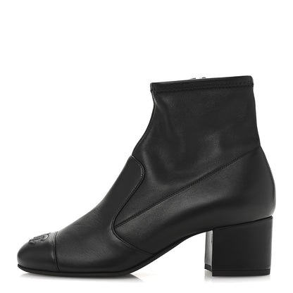 Chanel Stretch Lambskin Cap Toe CC Uniform Short Boots 37.5 Black 1 of 9