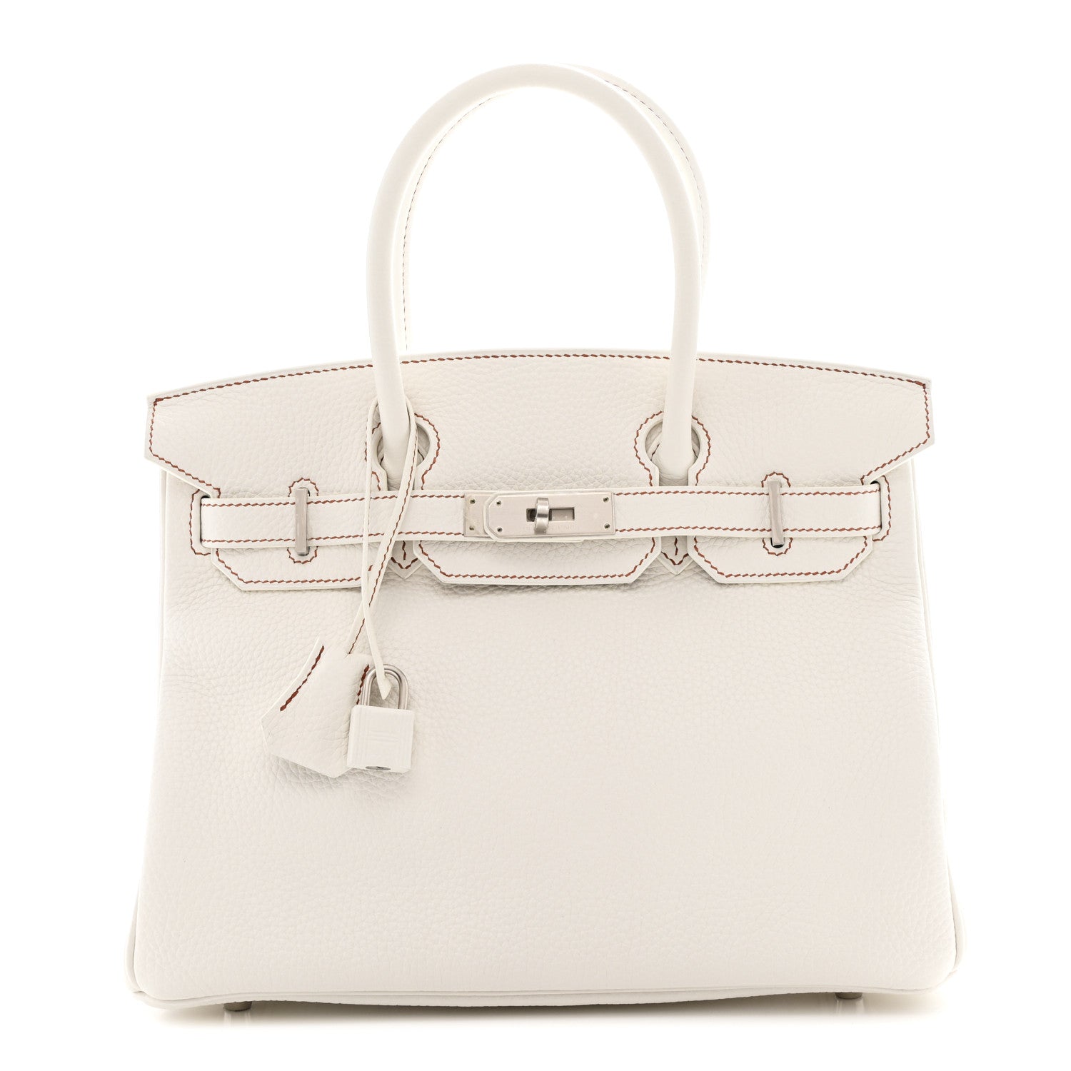 Hermes Taurillon Clemence Horseshoe Birkin 30 White Black 1 of 11