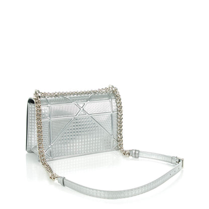 Christian Dior Metallic Patent Micro-Cannage Medium Diorama Flap Bag Silver 3 of 8