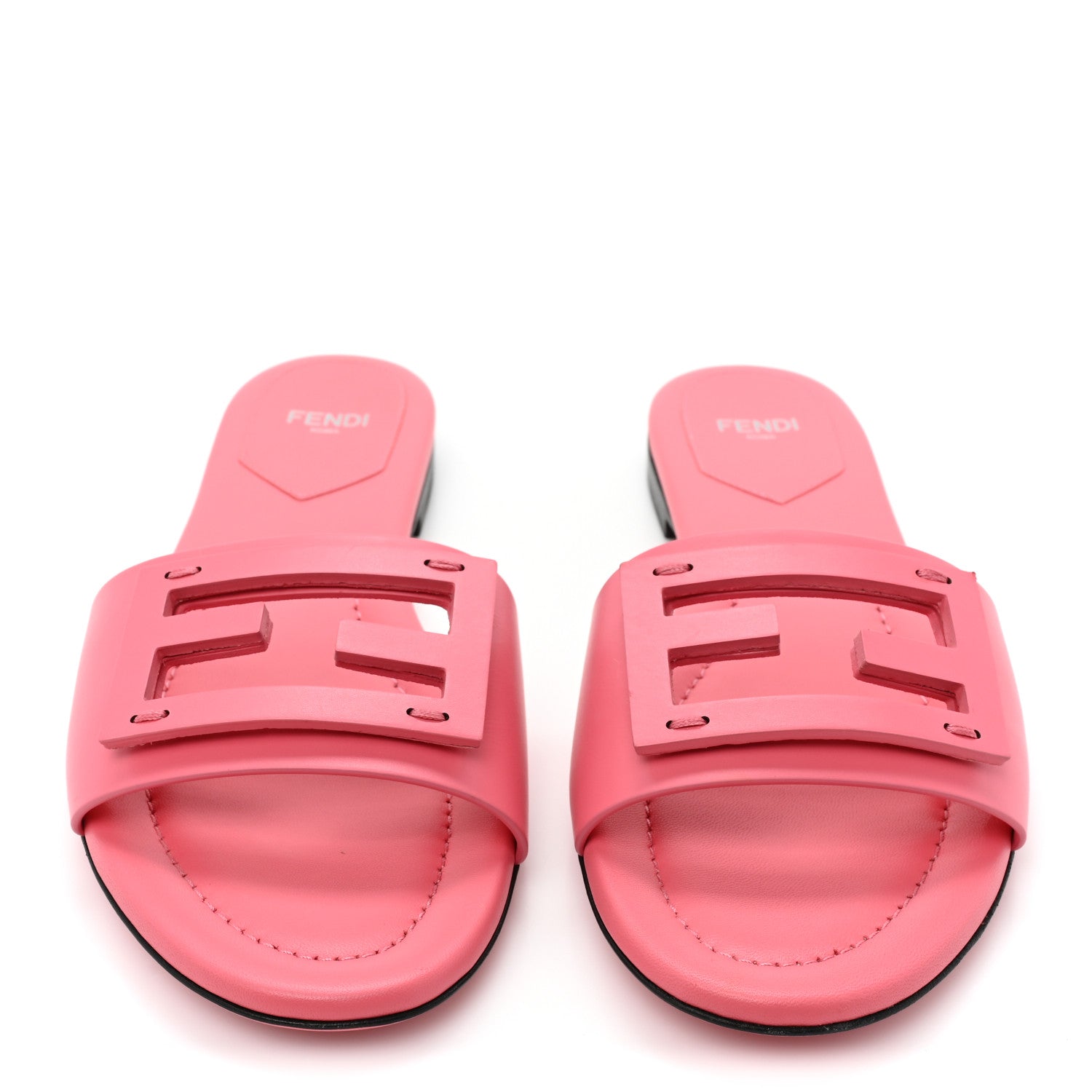 Fendi Vitello Cuoio Baguette Flat Slide Sandals 38 Pink Dalia 2 of 9