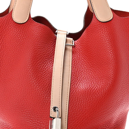 Hermes Taurillon Clemence Swift Eclat Picotin Lock 22 MM Gold Rouge Tomate Rose Eglantine 8 of 12