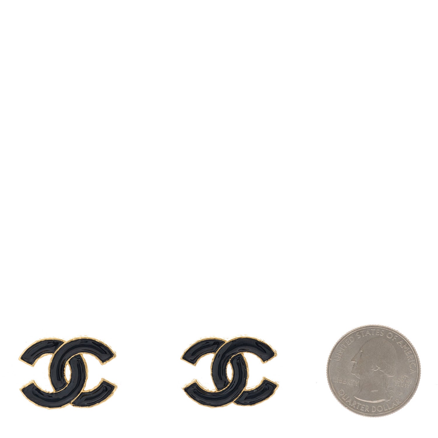 Chanel Metal Enamel CC Earrings Black Gold 2 of 5