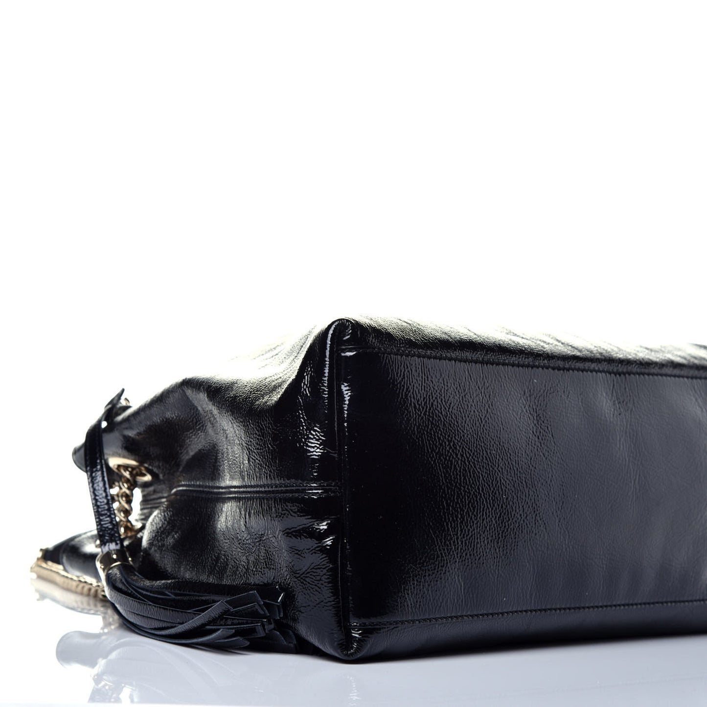 Patent Medium Soho Chain Shoulder Bag Black