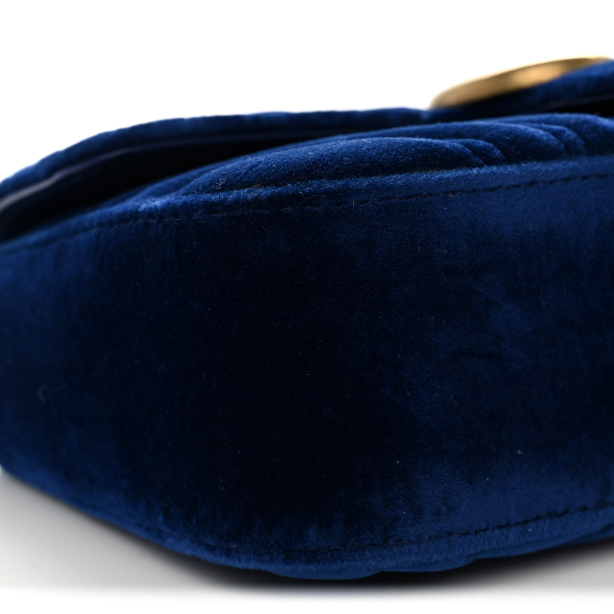Gucci Velvet Matelasse Mini GG Marmont Shoulder Bag Cobalt Blue 9 of 10