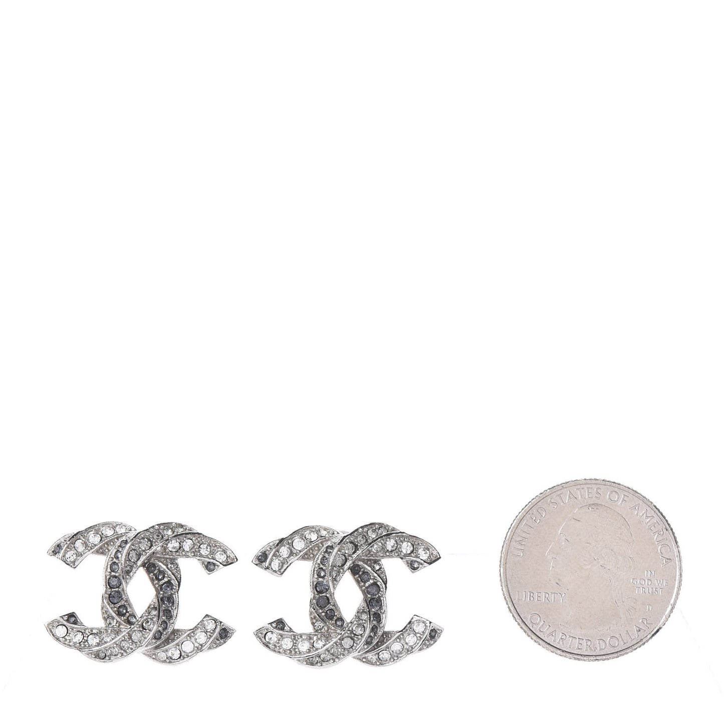 Crystal CC Twisted Earrings Silver