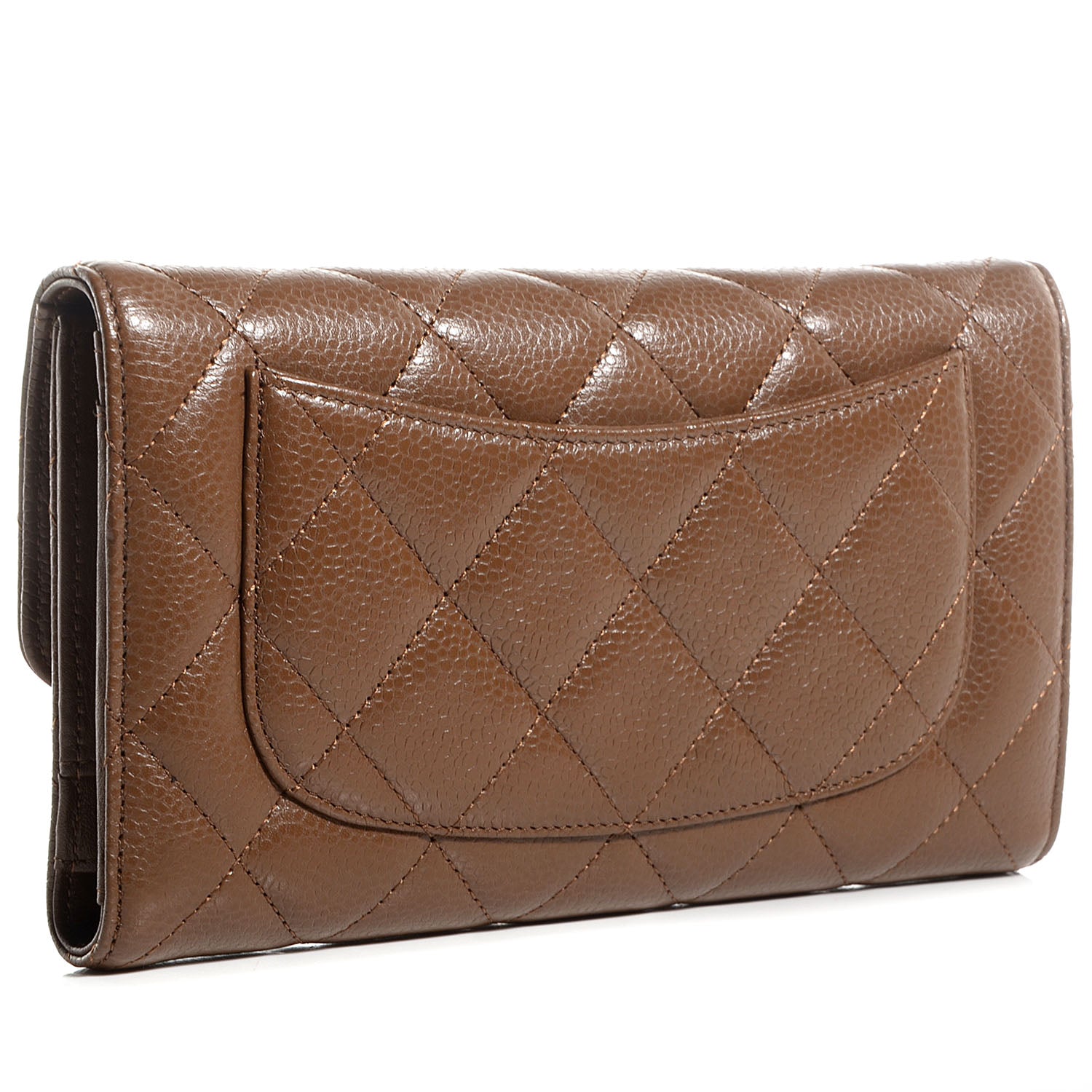 Chanel Caviar Quilted Large Flap Wallet Brown 3 of 9