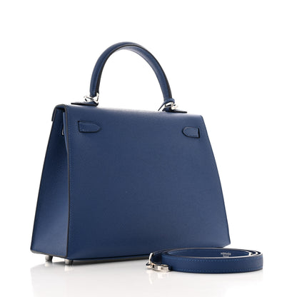 Hermes Epsom Kelly Sellier 25  Bleu Tie 3 of 12
