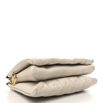 Louis Vuitton Lambskin Embossed Monogram Coussin PM Cream 4 of 11