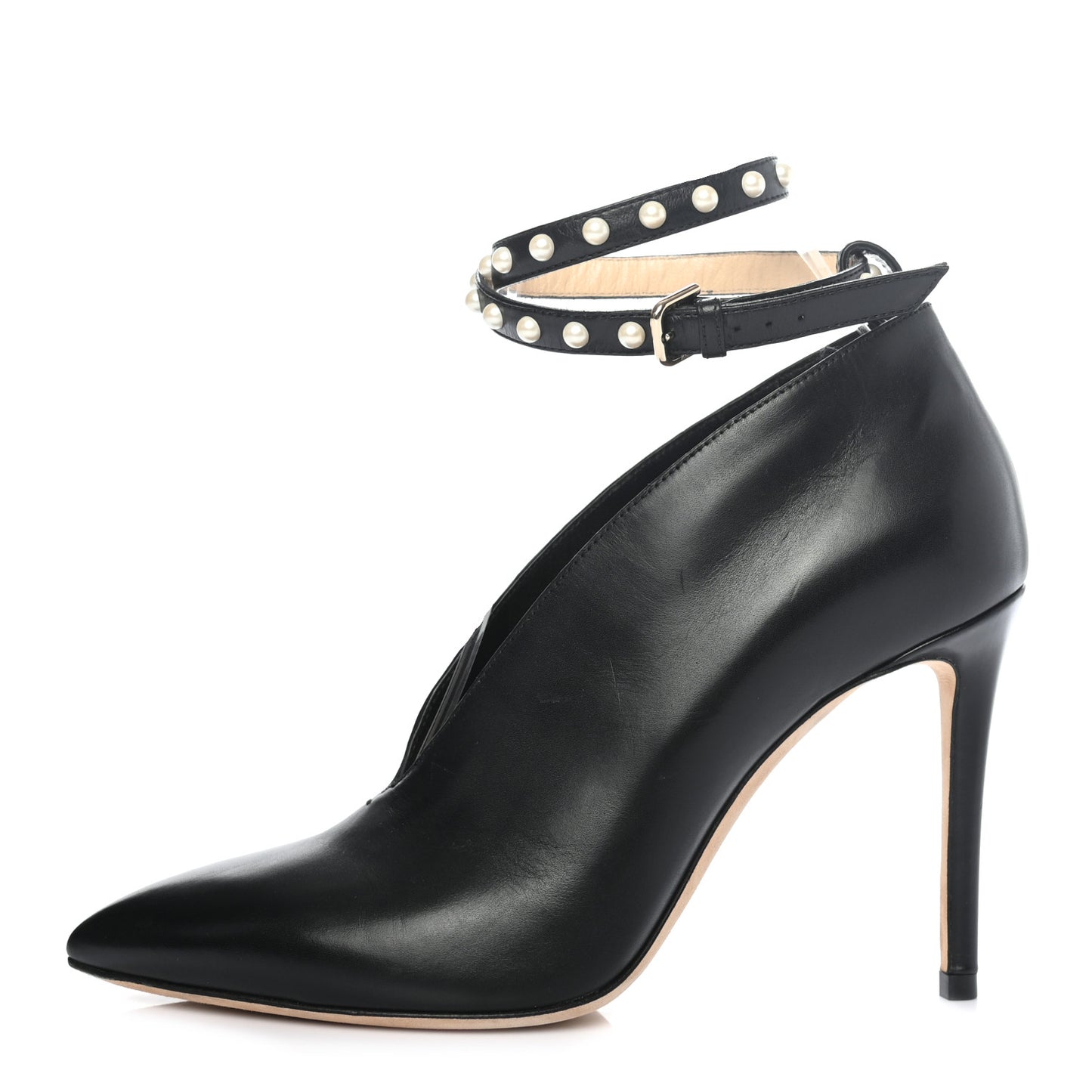 Shiny Calfskin Lark 100 Pumps 35.5 Black