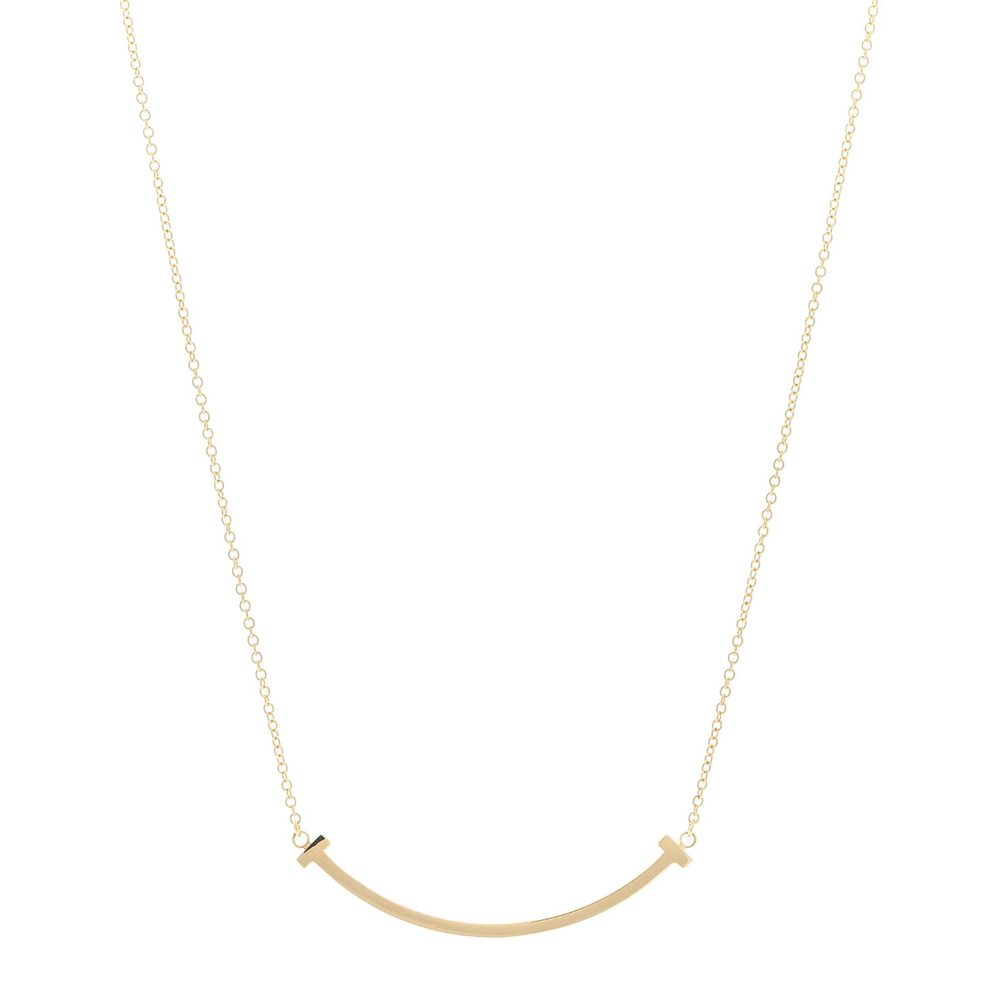 18K Yellow Gold Small T Smile Pendant Necklace
