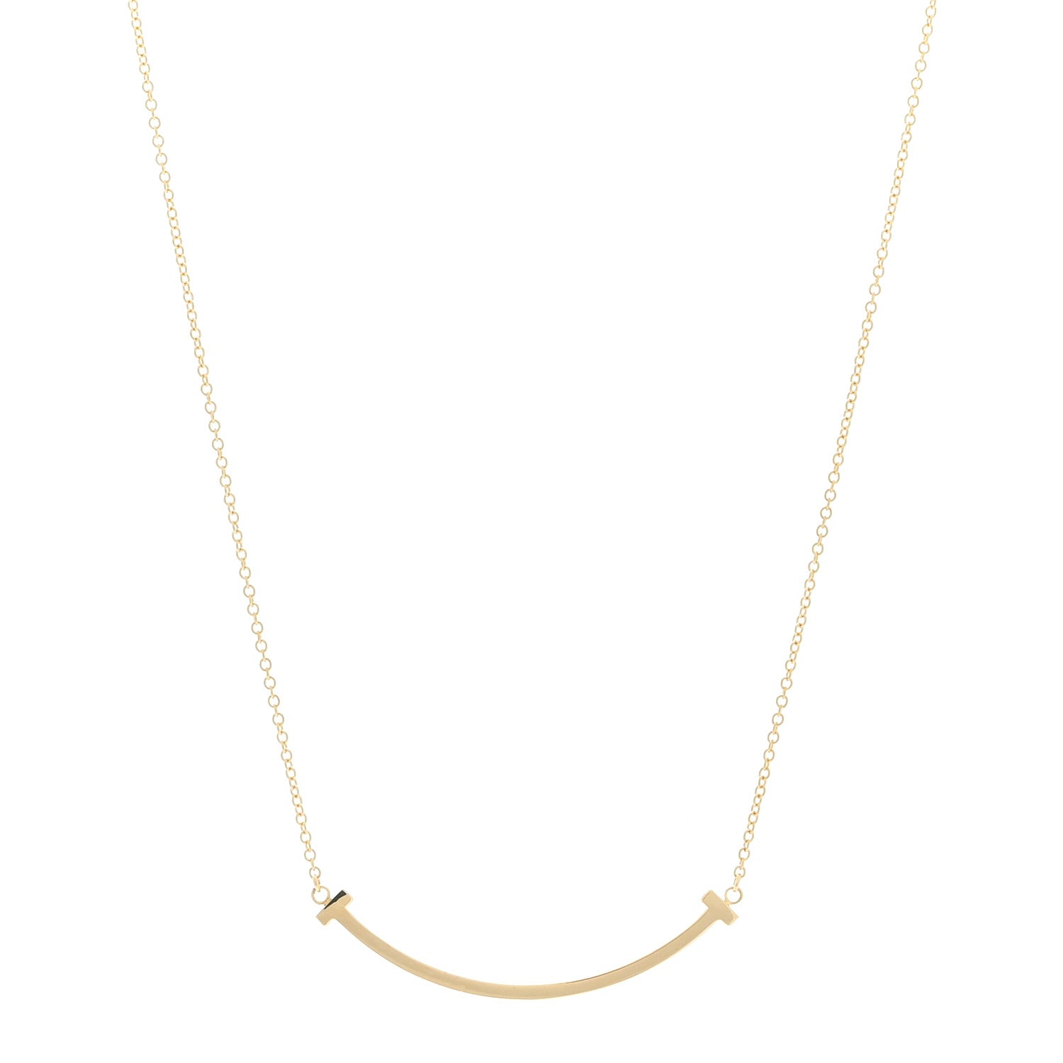 Tiffany 18K Yellow Gold Small T Smile Pendant Necklace 1 of 3