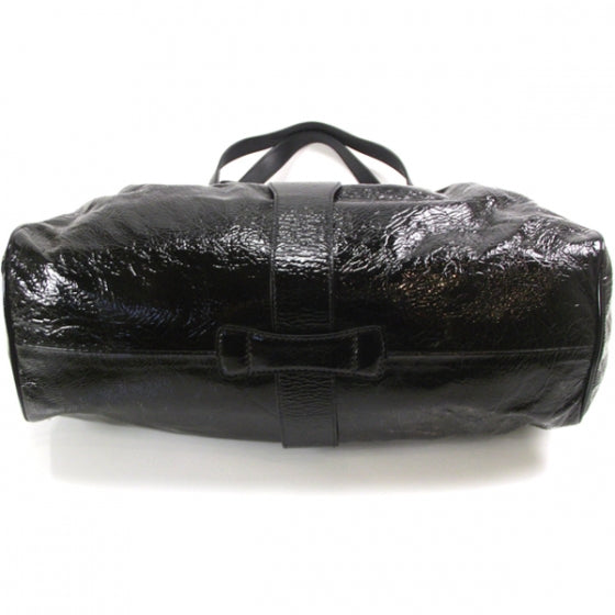 Crushed Patent Riki Bag Black