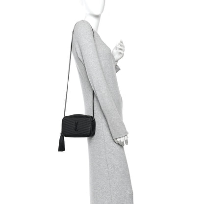 Saint Laurent Grain De Poudre Matelasse Monochrome Monogram Mini Lou Camera Bag Black 2 of 10
