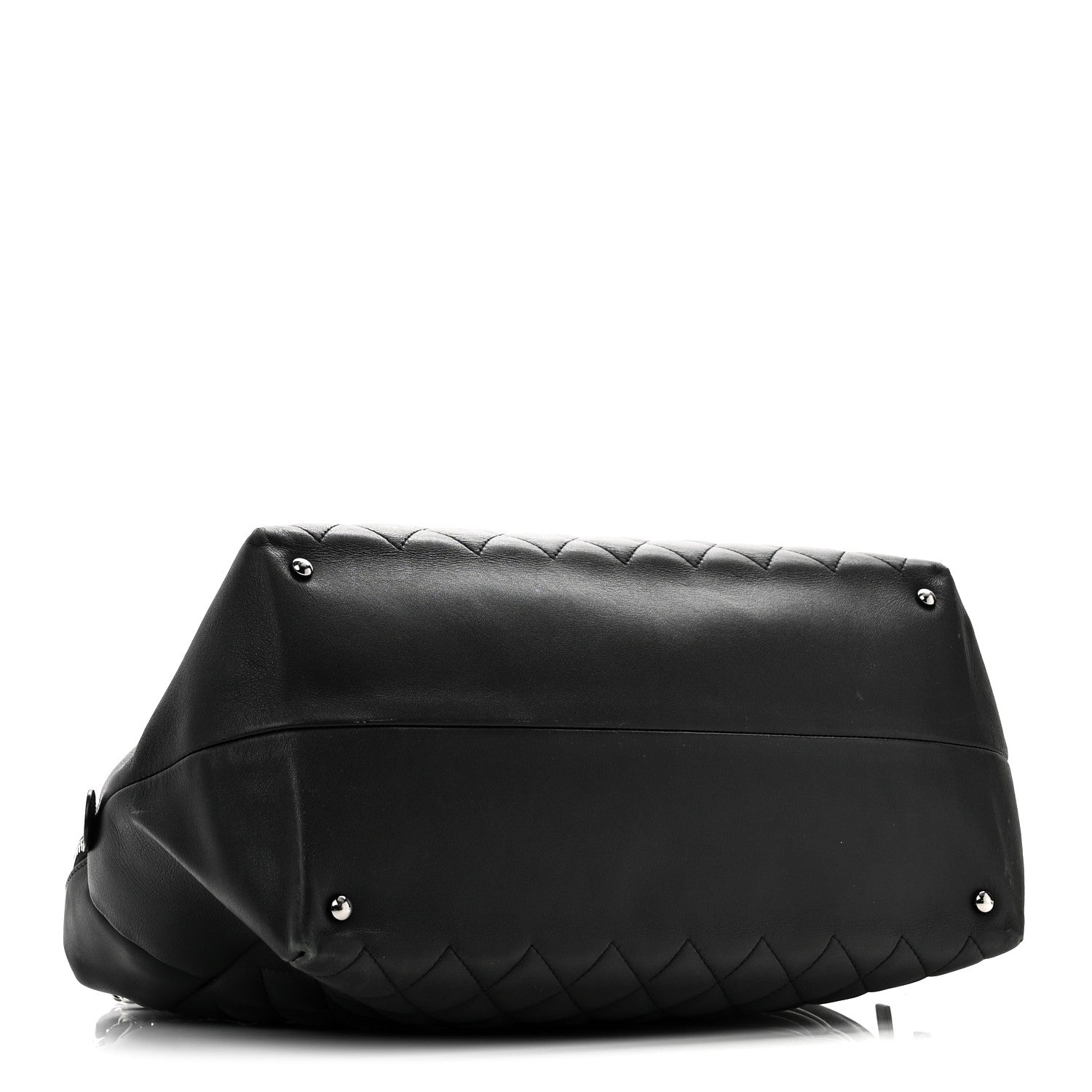 Chanel Calfskin Quilted Feather Weight Bowling Bag Black 4 of 11