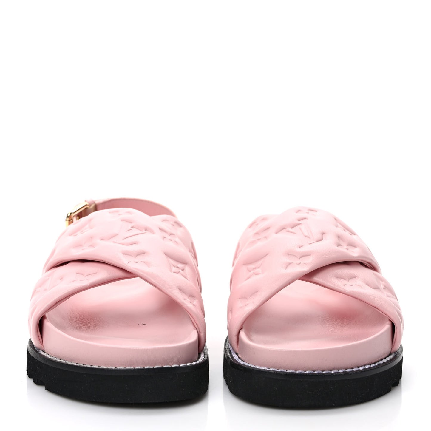 Lambskin Monogram Embossed Paseo Flat Comfort Sandals 39 Rose Clair