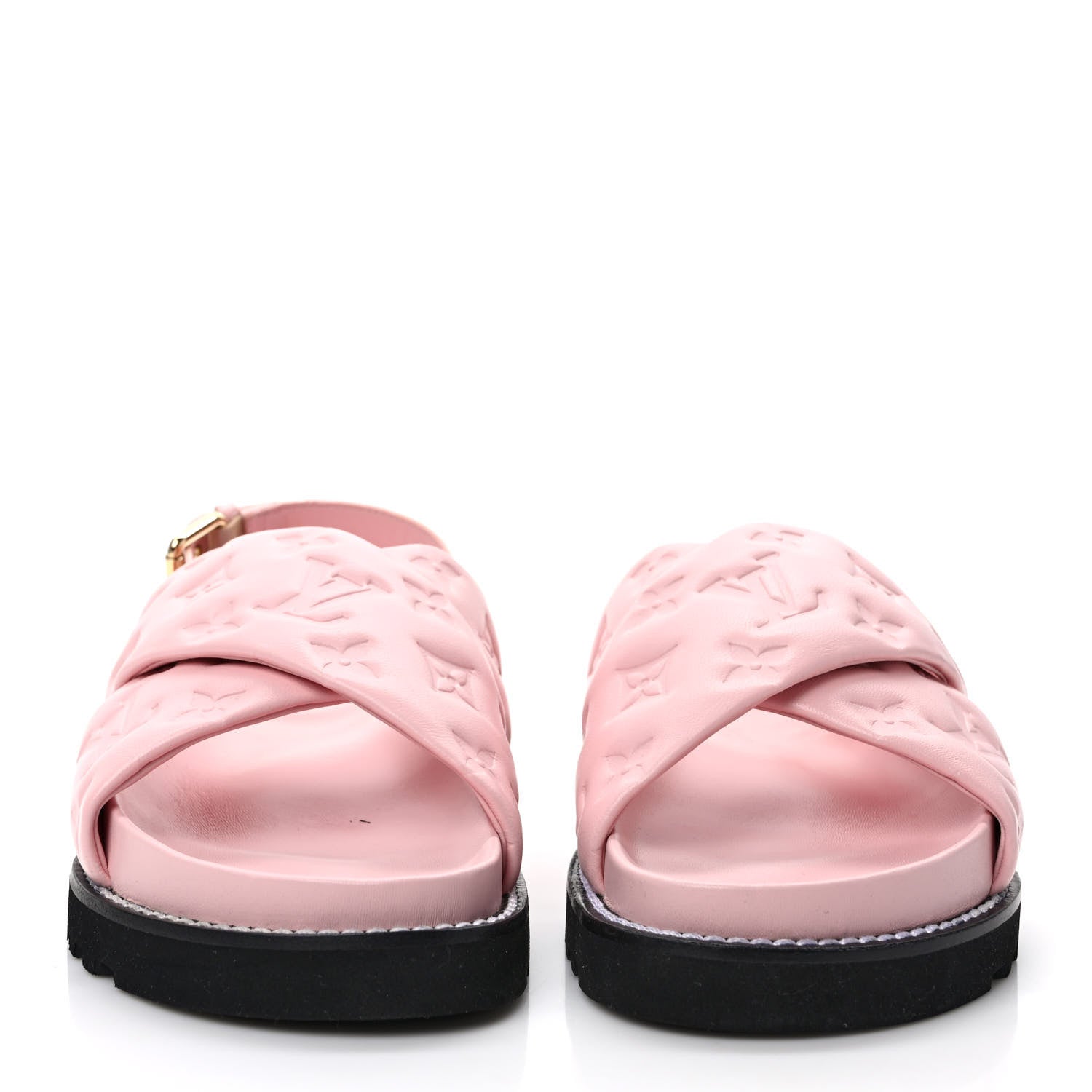 Louis Vuitton Lambskin Monogram Embossed Paseo Flat Comfort Sandals 39 Rose Clair 2 of 9