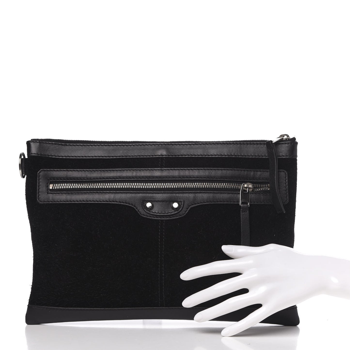 Suede Arena Lambskin Classic Hardware City Medium Pouch Black