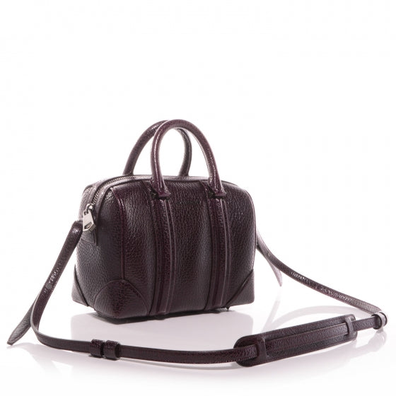 Glazed Pebbled Calfskin Mini Lucrezia Aubergine