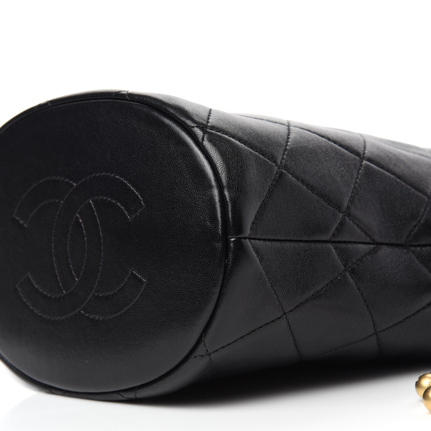Chanel Shiny Lambskin Quilted Small Chain Is More Drawstring Bag Black 7 of 11