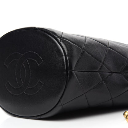 Chanel Shiny Lambskin Quilted Small Chain Is More Drawstring Bag Black 7 of 11