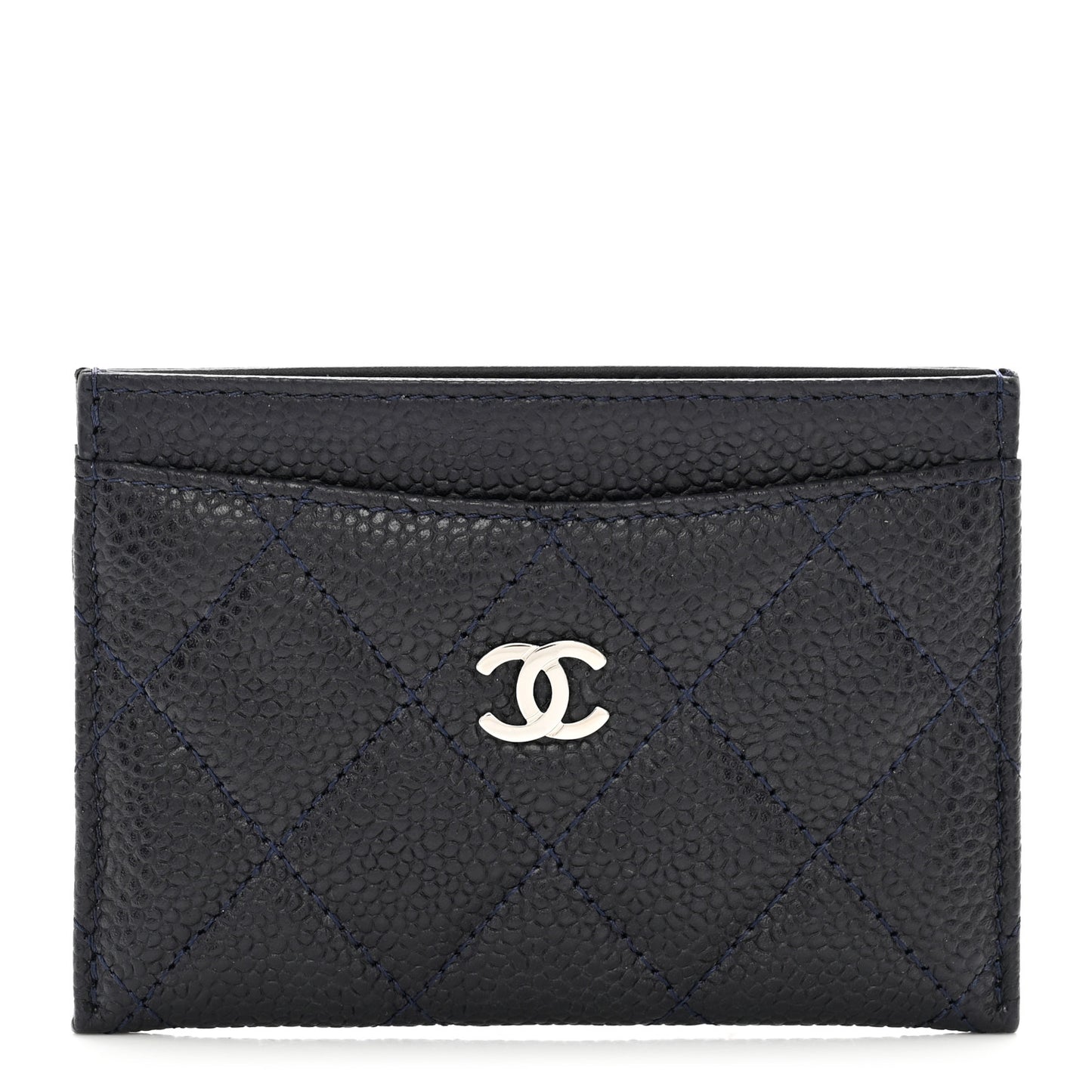 Caviar Quilted Card Holder Navy