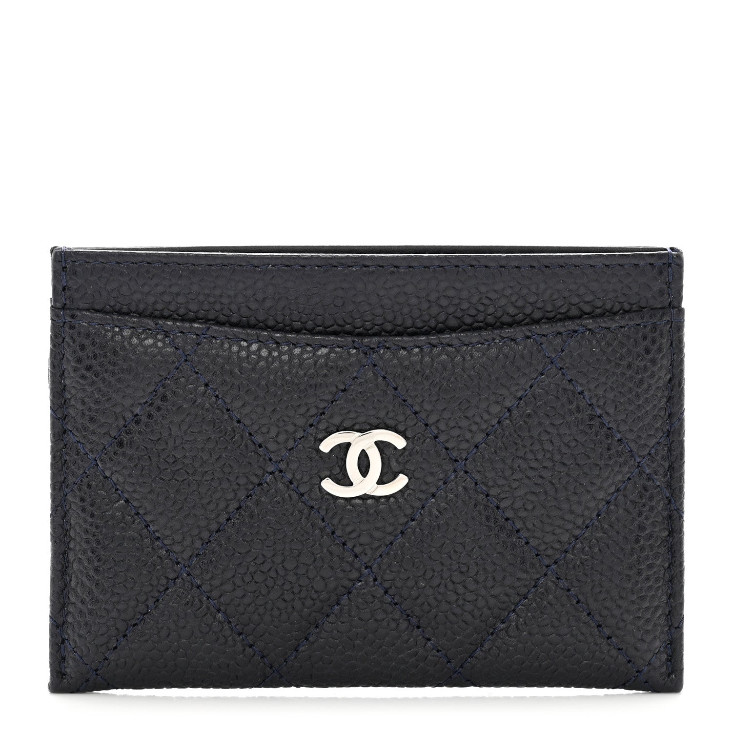 Chanel Caviar Quilted Card Holder Navy 1 of 8
