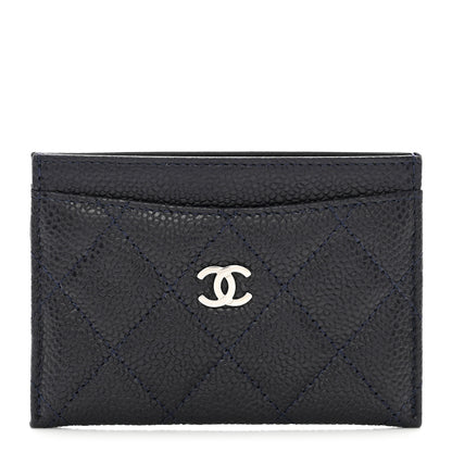 Chanel Caviar Quilted Card Holder Navy 1 of 8