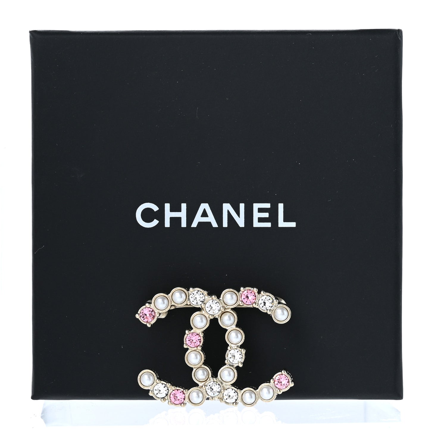 Pearl Crystal CC Brooch Gold Pearly White Purple