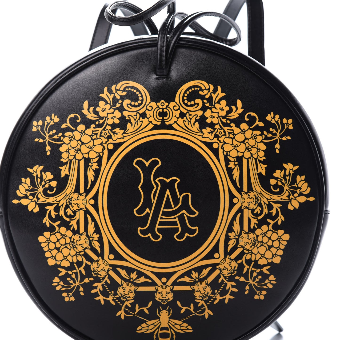 Calfskin LA Round Backpack Black Gold