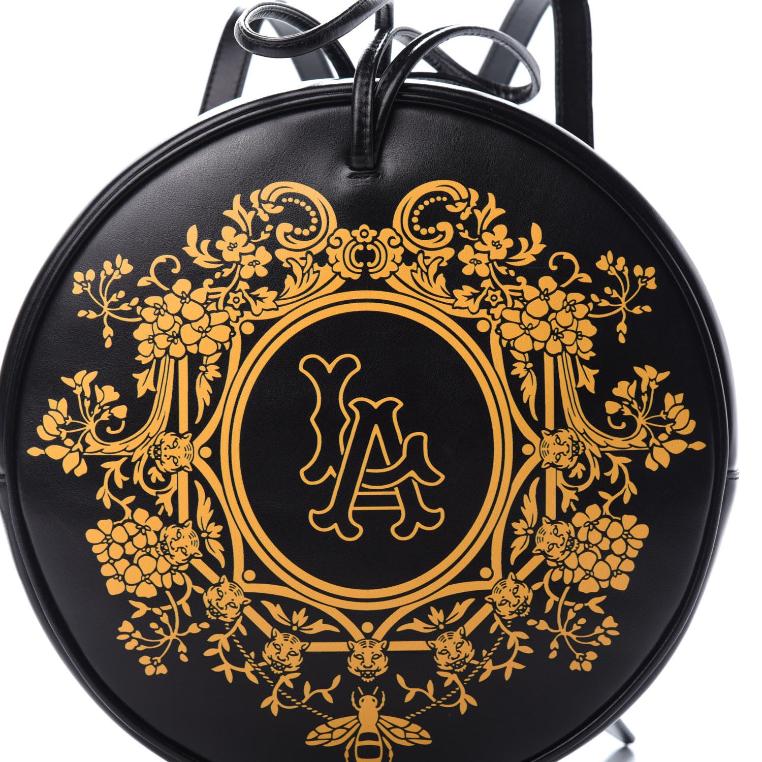 Gucci Calfskin LA Round Backpack Black Gold 7 of 9