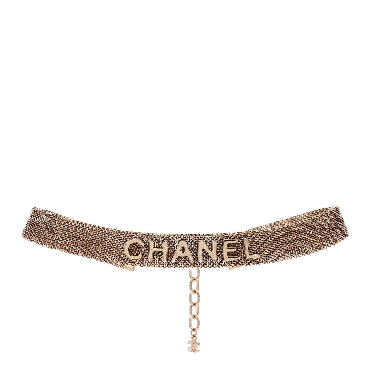 Mesh Logo Choker Necklace Gold