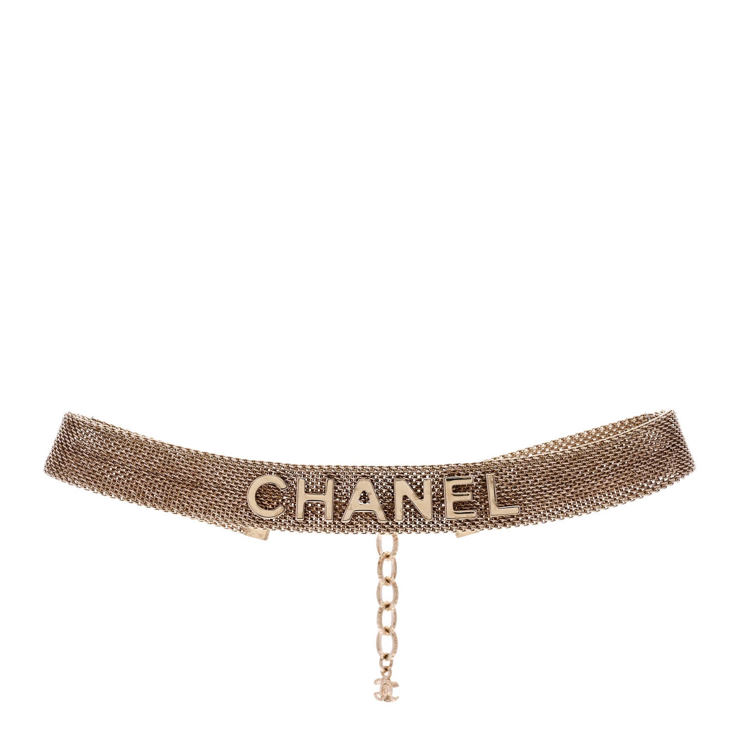 Chanel Mesh Logo Choker Necklace Gold 3 of 5