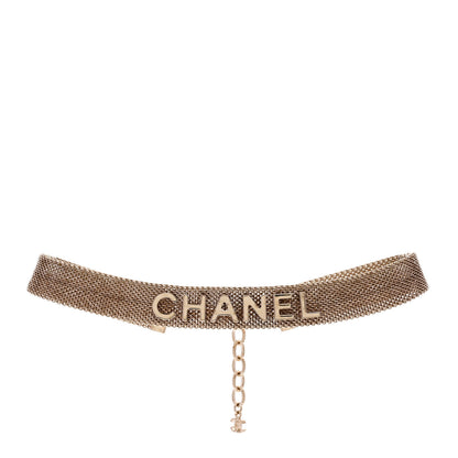 Chanel Mesh Logo Choker Necklace Gold 3 of 5