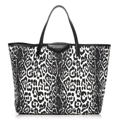 Givenchy Canvas Jaguar Print Large Antigona Tote Black White 1 of 9