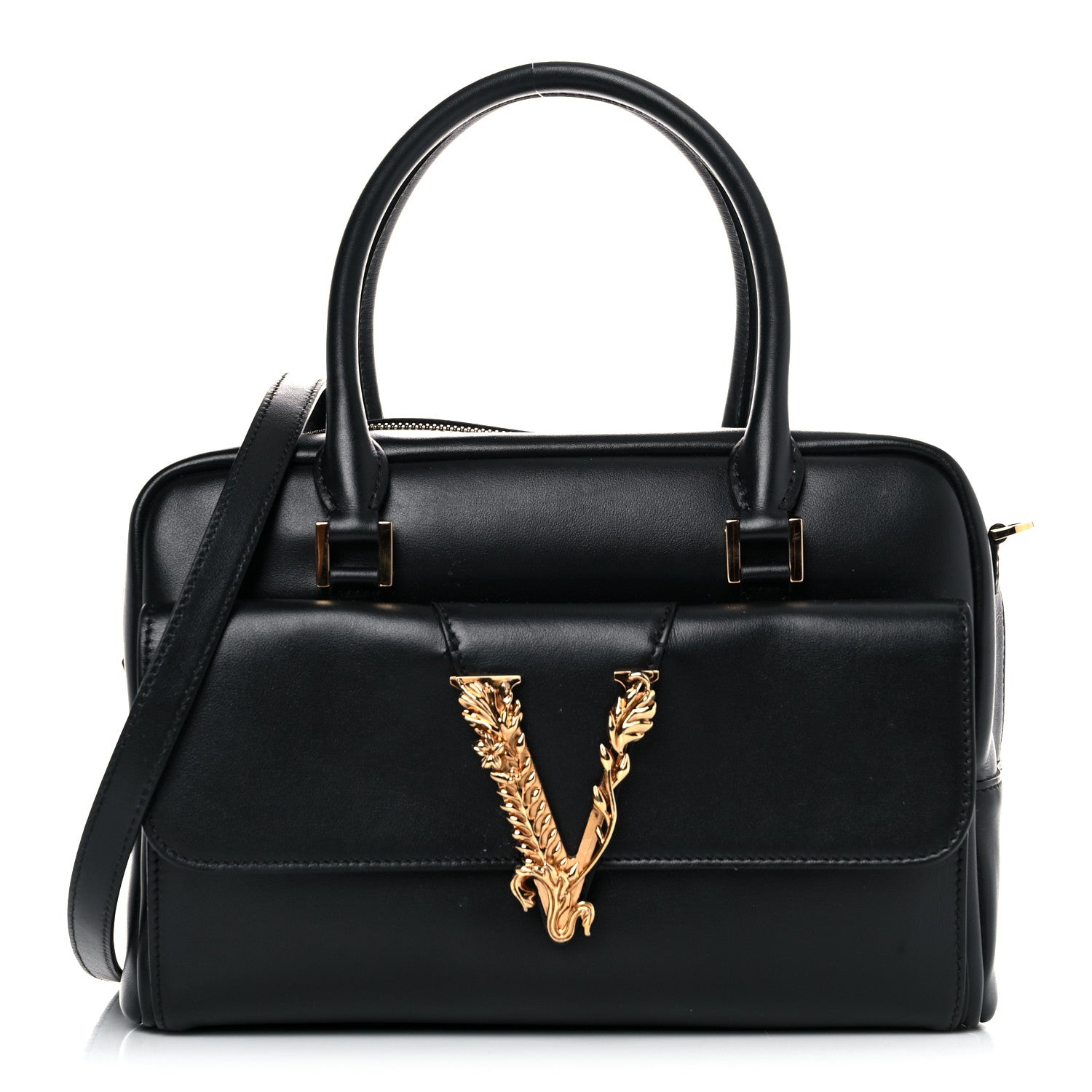 Versace Saffiano Virtus Small Bowling Bag Black 1 of 18
