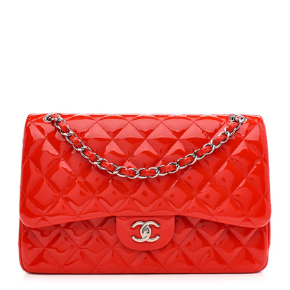 Chanel Patent Quilted Jumbo Double Flap Red 1 of 12
