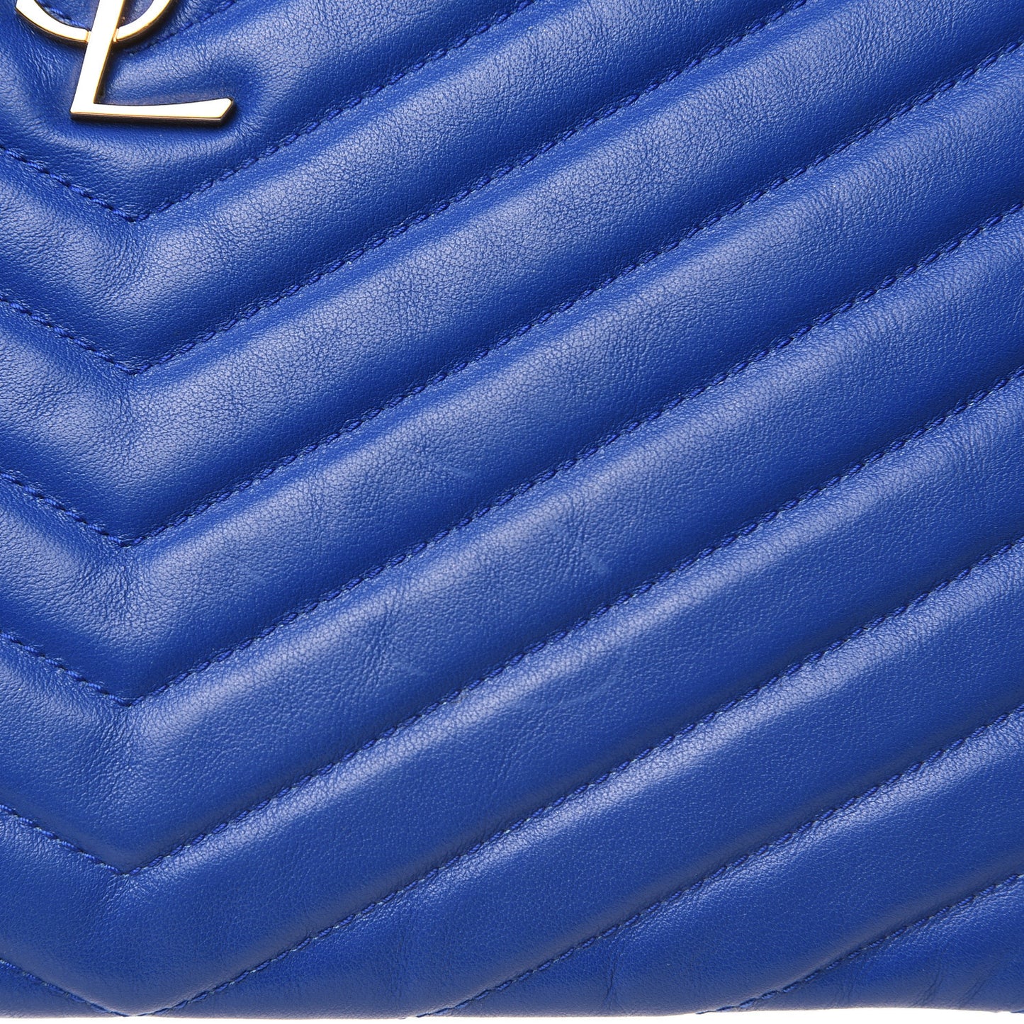 Calfskin Matelasse Chevron Monogram A5 Wristlet Blue Majorelle