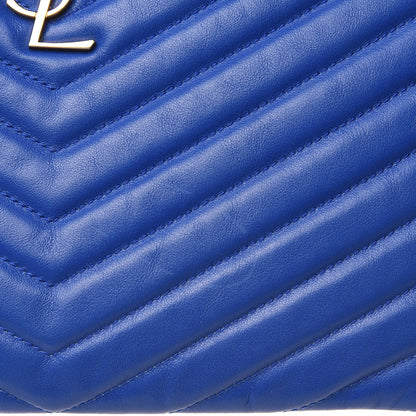 Saint Laurent Calfskin Matelasse Chevron Monogram A5 Wristlet Blue Majorelle 11 of 13