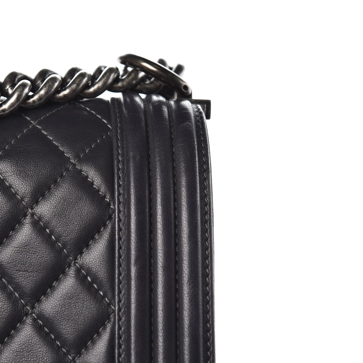 Chanel Lambskin Quilted Large Boy Flap Dark Grey 12 of 14