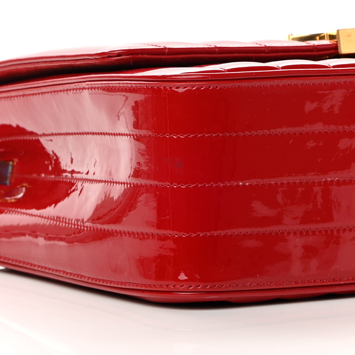 Saint Laurent Patent Matelasse Monogram Large Vicky Chain Bag Rouge Eros 9 of 17